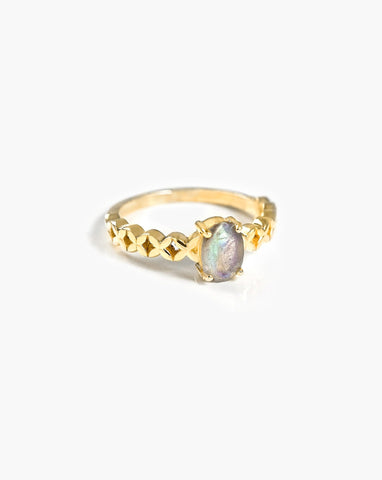 LILITH Labradorit Ring | Sterling Silber & 18K Goldplattierung
