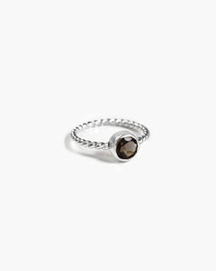 RHEA Rauchquarz Ring | Sterling Silber & 18K Goldplattierung